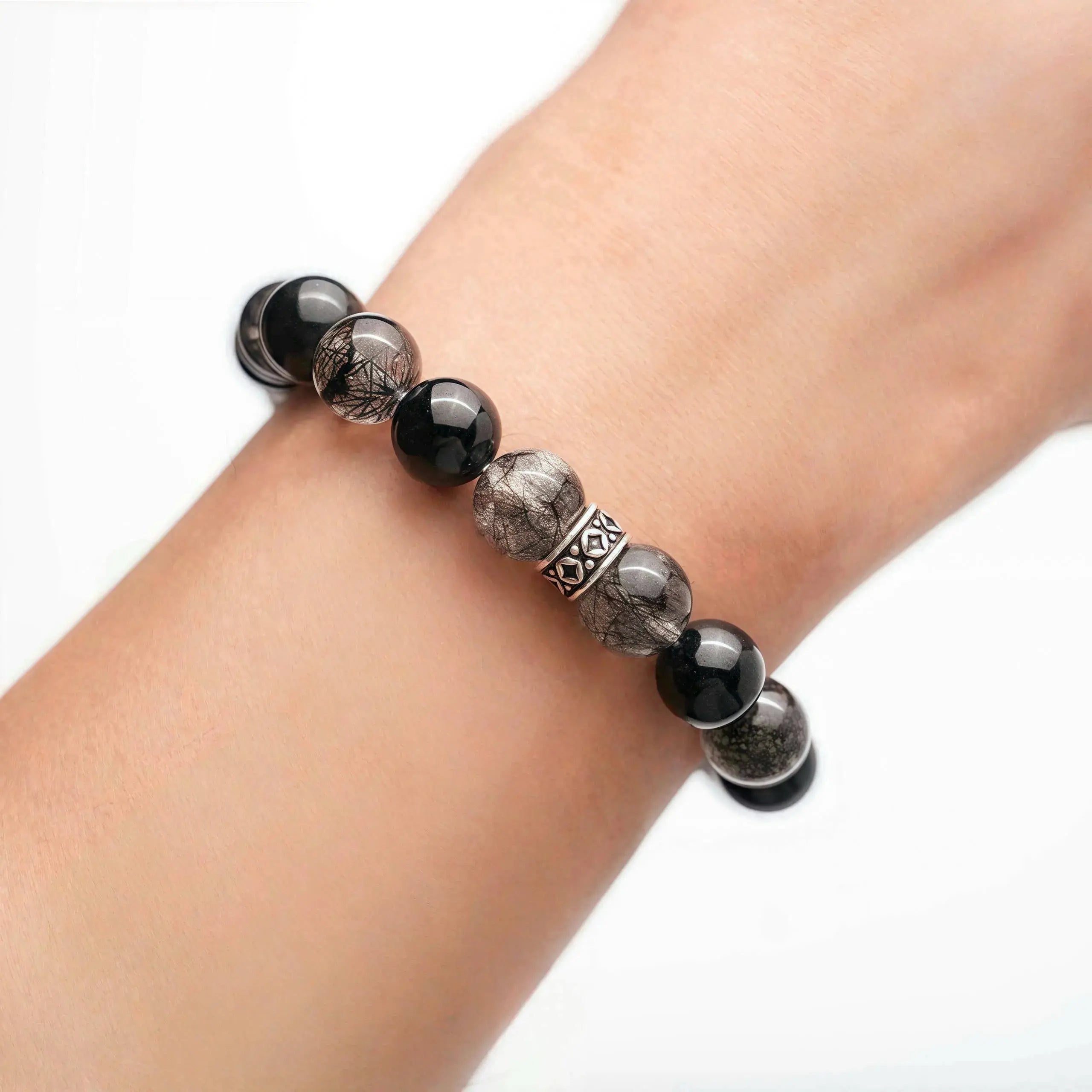 Black Rutilated Quartz Black Tourmaline Bracelet – Midnight Aura