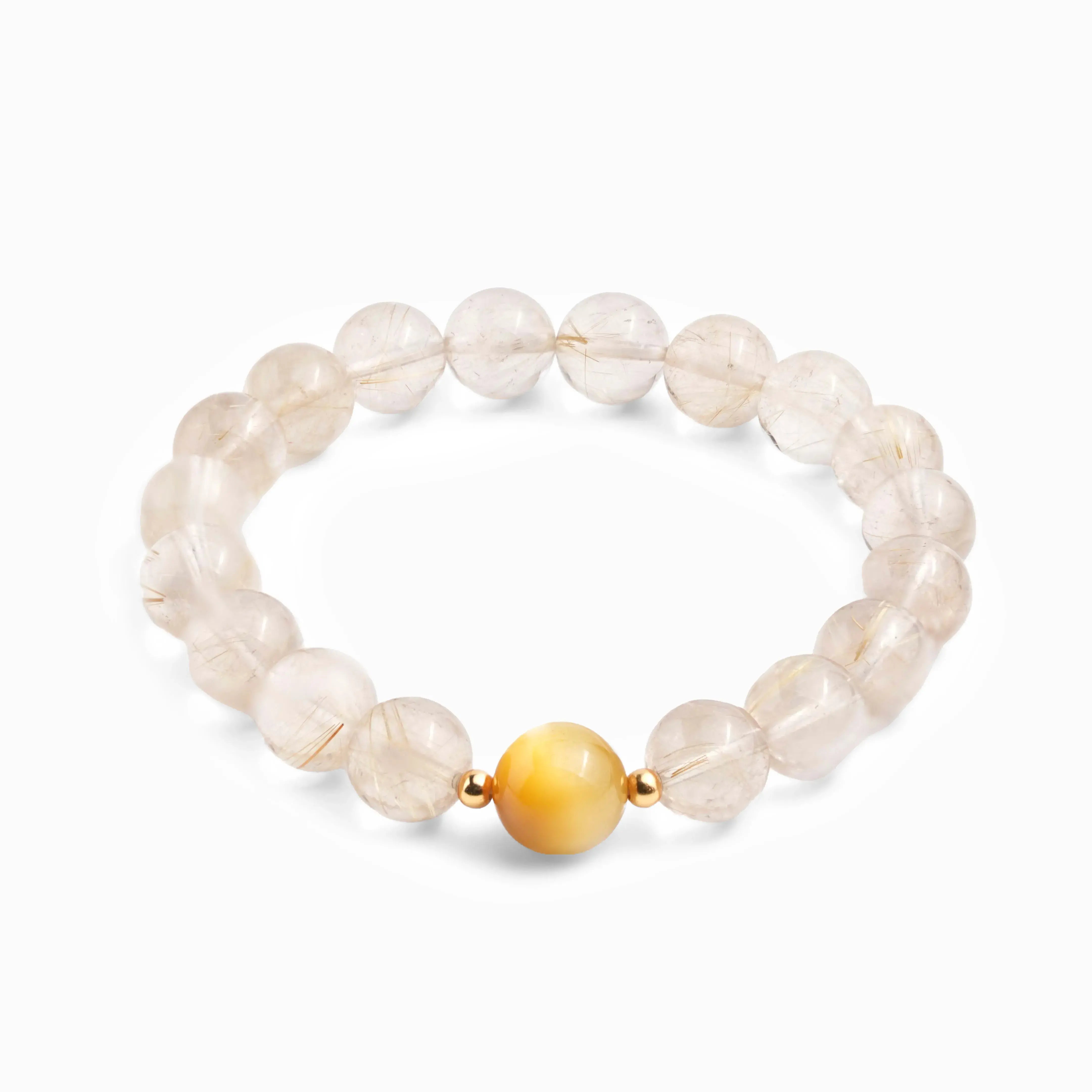 Gold Rutilated Quartz Tiger’s Eye Bracelet – Golden Radiance