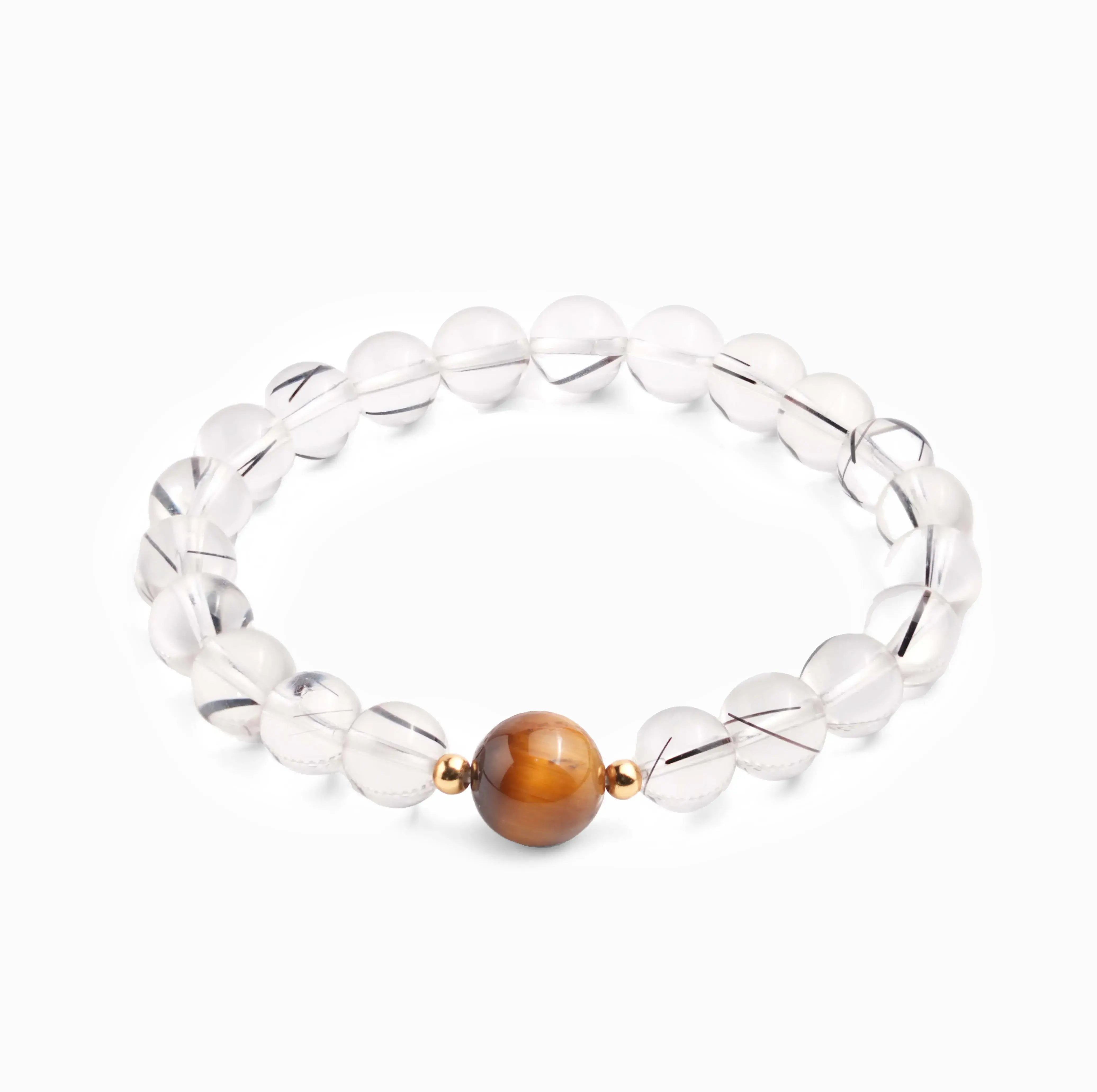 Black Rutilated Quartz Tiger’s Eye Bracelet – Twilight Ember