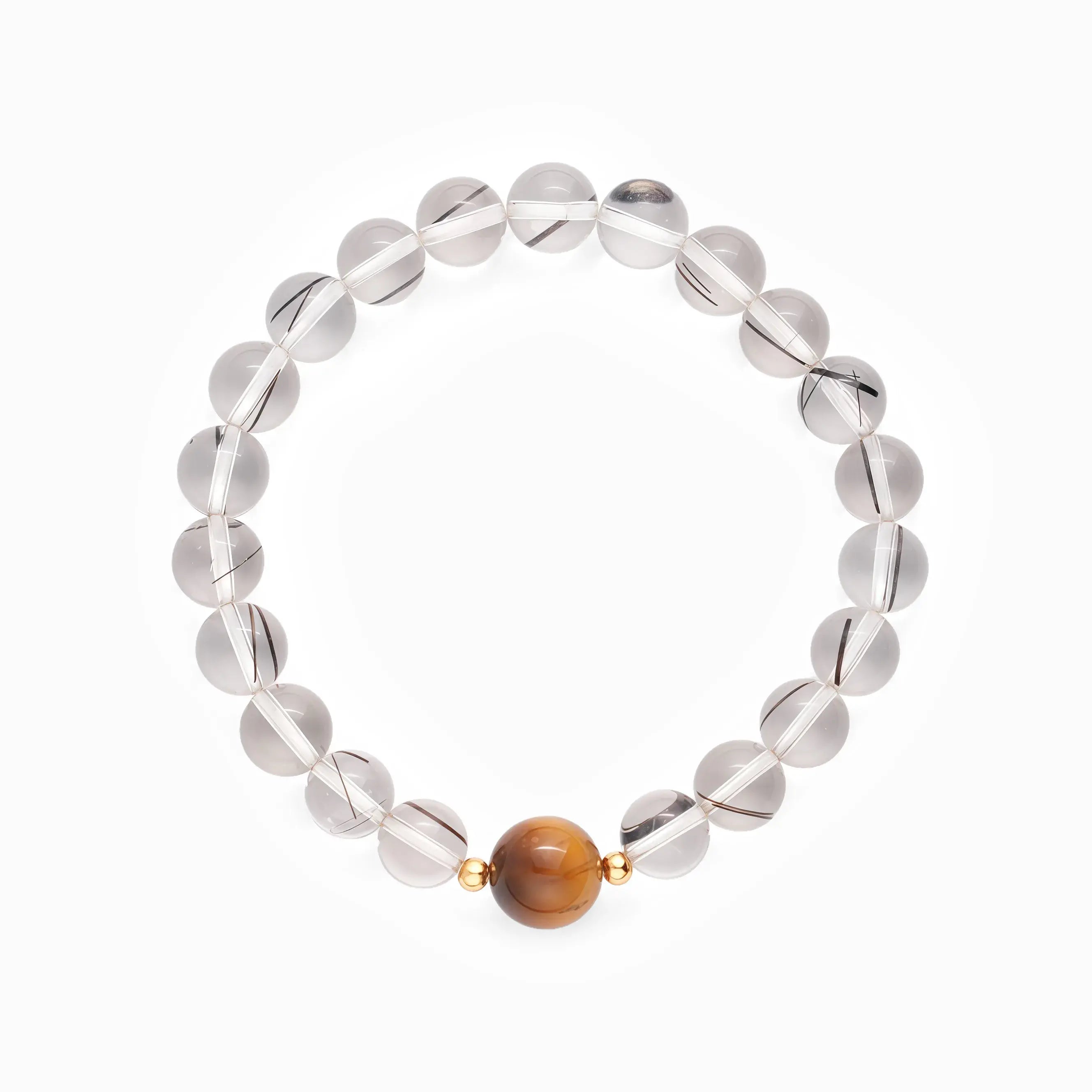 Black Rutilated Quartz Tiger’s Eye Bracelet – Twilight Ember