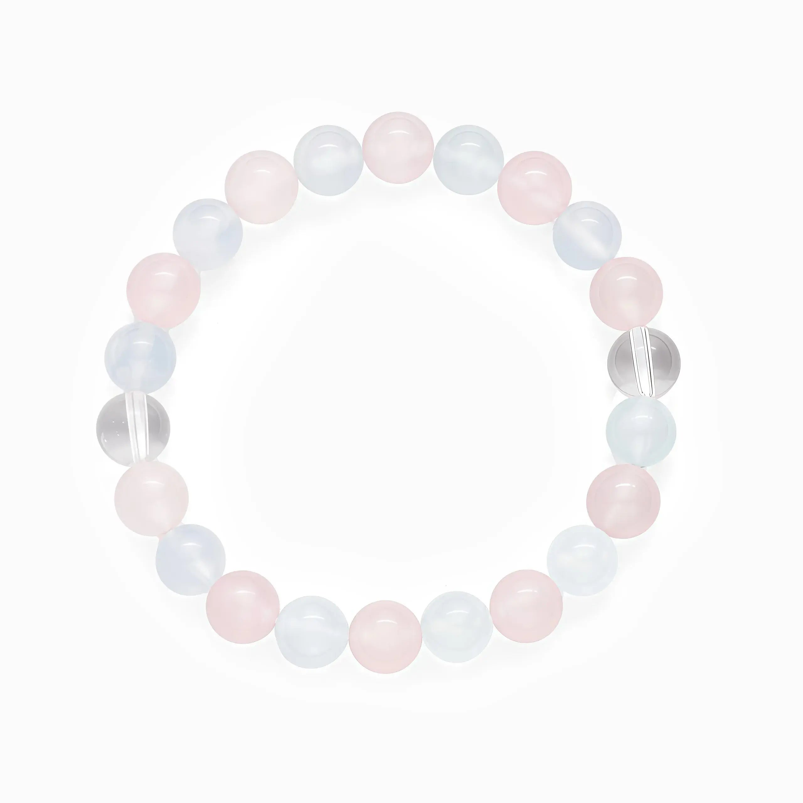 Clear Quartz Aquamarine Madagascar Pink Quartz Bracelet - Serene Harmony