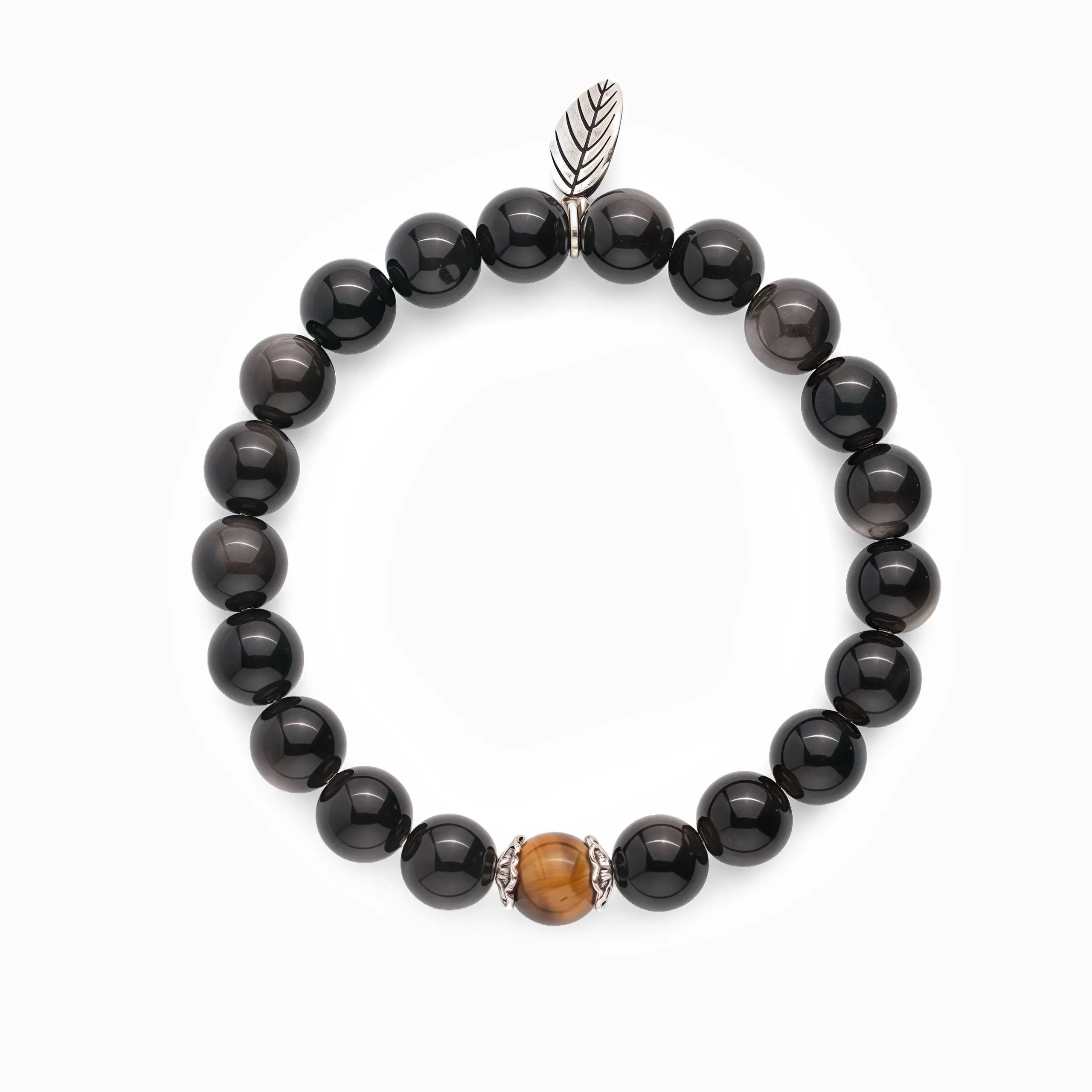 Silver Obsidian Tiger’s Eye Bracelet – Midnight Blaze