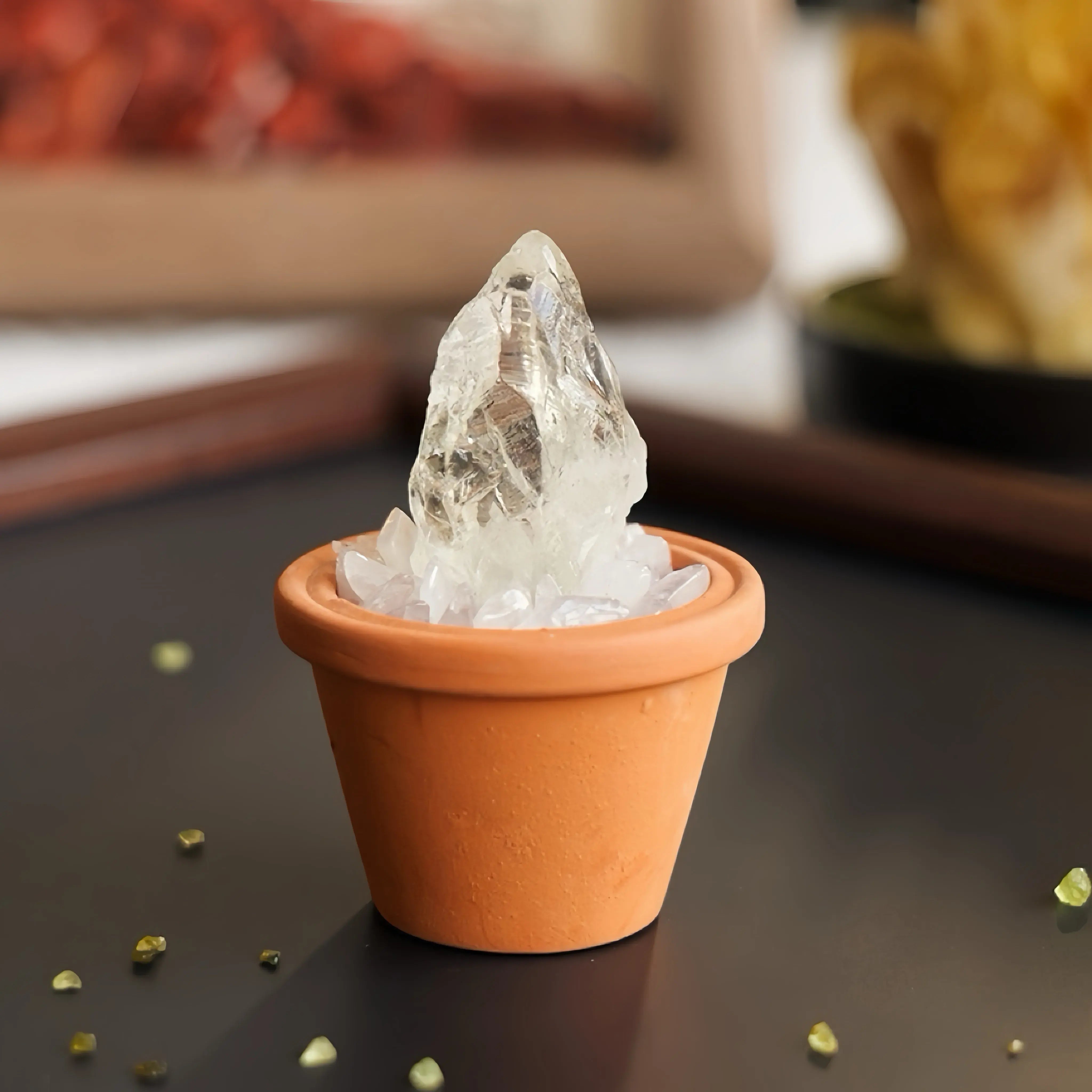 Mini Green Quartz Cluster Plant – Handmade Spiritual Gift & Desk Decor