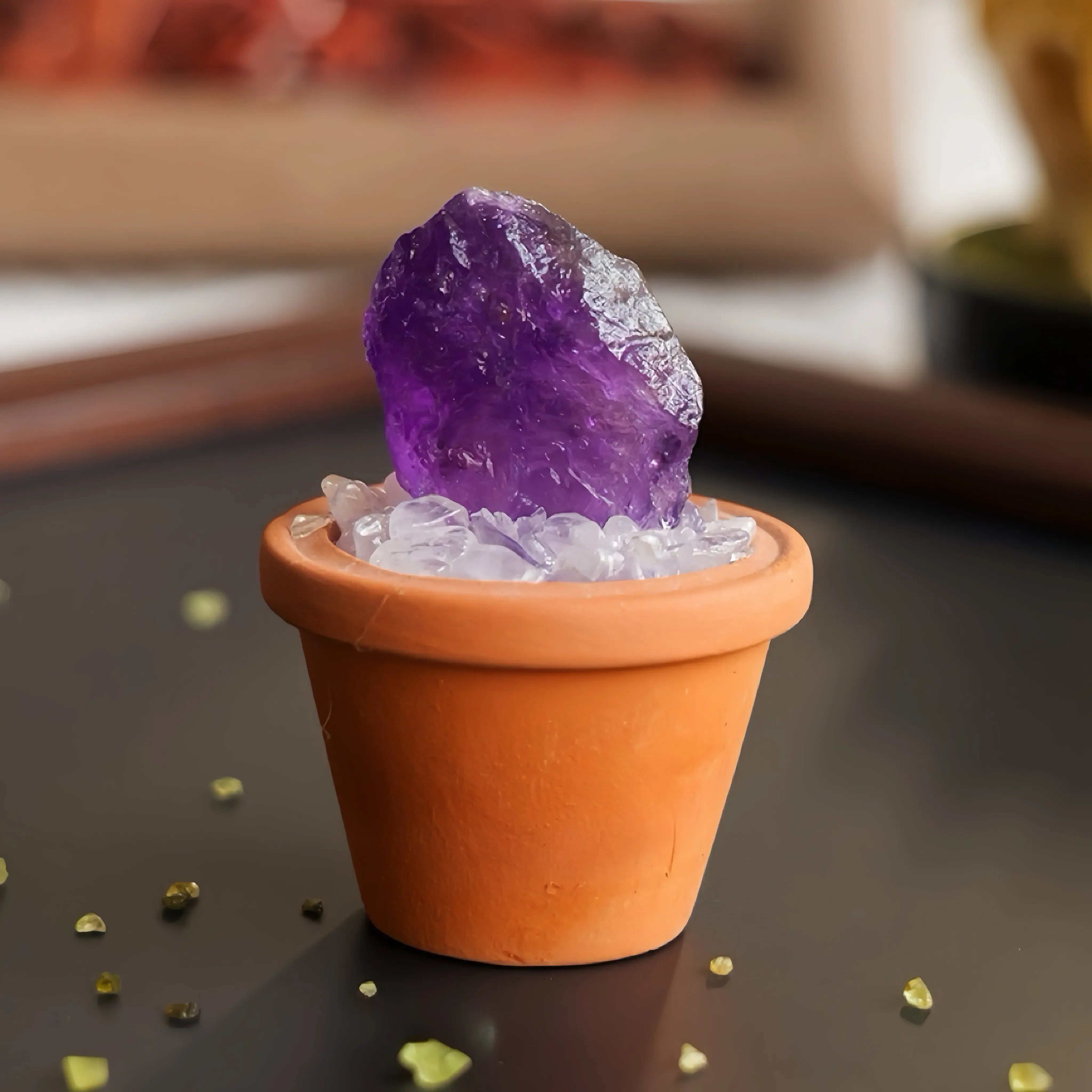 Mini Amethyst Cluster Plant – Handmade Spiritual Gift & Desk Decor